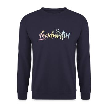 Landwirtin herz bunt - Unisex Pullover - Navy - Vorne - Alina (178cm) & Michal (187cm)