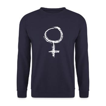 Girl Weiblich Symbol - Unisex Pullover - Navy - Vorne - Alina (178cm) & Michal (187cm)