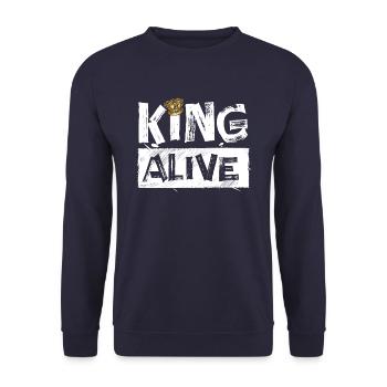 King Alive - Unisex Pullover - Navy - Vorne - Alina (178cm) & Michal (187cm)