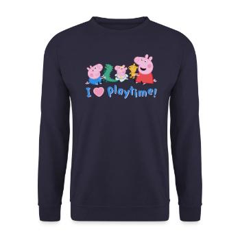 Peppa Pig Design Peppa Mit Schorsch Und Evie - Unisex Pullover - Navy - Vorne - Alina (178cm) & Michal (187cm)