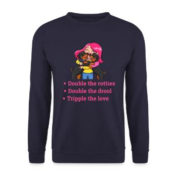Double the Rotties, Triple the Love - Unisex Sweatshirt - navy - Front - Alina (178cm) & Michal (187cm)