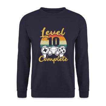 Level 10 Complete 10 Birthday Gamer - Unisex Sweatshirt - navy - Front - Alina (178cm) & Michal (187cm)