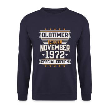 Novembre vintage 1972 anniversaire de voiture classique - Sweat-shirt Unisexe - marine - Devant - Alina (178cm) & Michal (187cm)