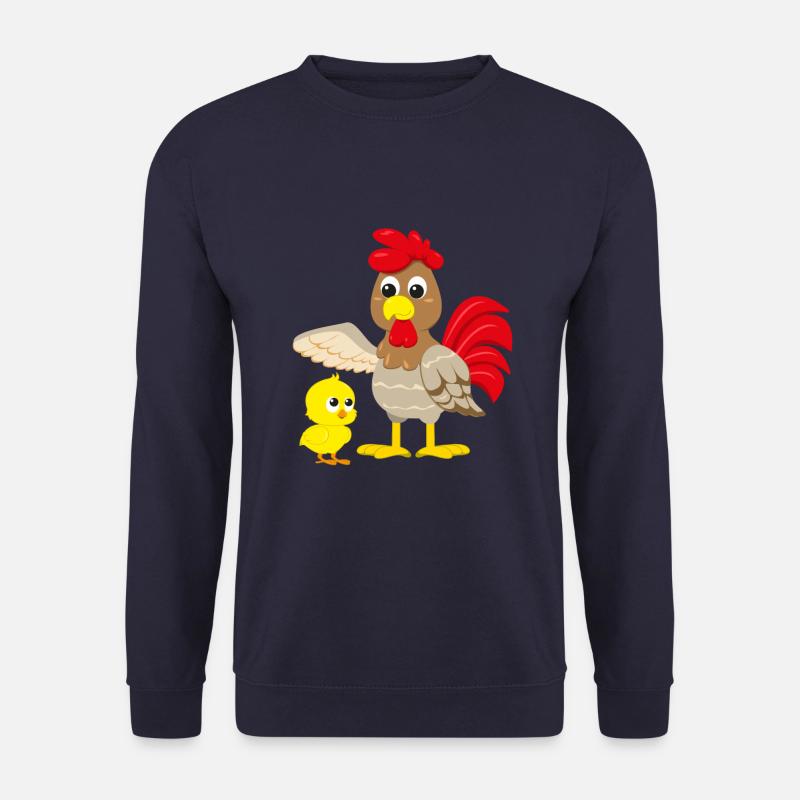 Cartoon design chicken with chicks - Unisex Sweatshirt - navy