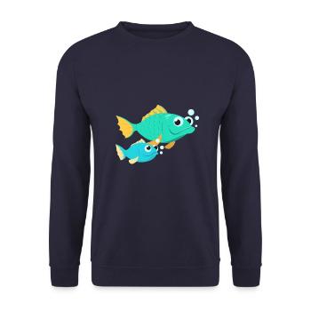Poisson avec bébé poisson - Sweat-shirt Unisexe - marine - Devant - Alina (178cm) & Michal (187cm)