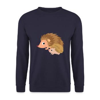 Igel mit Igelbaby - Unisex Pullover - Navy - Vorne - Alina (178cm) & Michal (187cm)