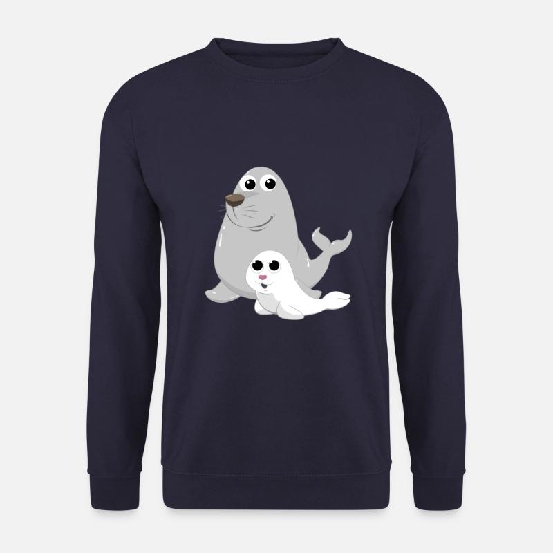 Robbe mit Babyrobbe - Unisex Pullover - Navy