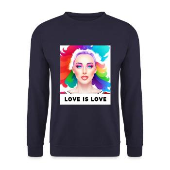 Cute LGBT Girl Colorful Love is Love Pride - Unisex Sweatshirt - navy - Front - Alina (178cm) & Michal (187cm)