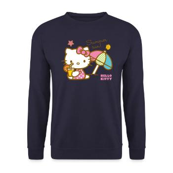 Hello Kitty At The Beach Under A Sun Umbrella - Unisex Sweatshirt - navy - Front - Alina (178cm) & Michal (187cm)
