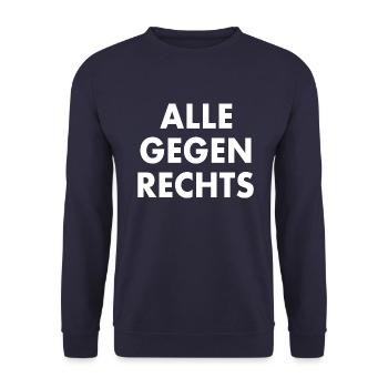 Alle gegen rechts - Unisex Pullover - Navy - Vorne - Alina (178cm) & Michal (187cm)