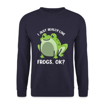 I Just Really Like Frogs Funny Frog Lover - Unisex Pullover - Navy - Vorne - Alina (178cm) & Michal (187cm)