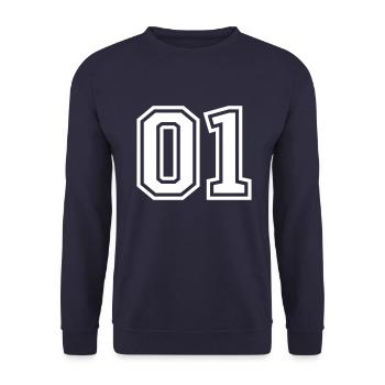 01 eins nummer zahl - Unisex Pullover - Navy - Vorne - Alina (178cm) & Michal (187cm)