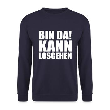 Bin da kann losgehen - Unisex Pullover - Navy - Vorne - Alina (178cm) & Michal (187cm)