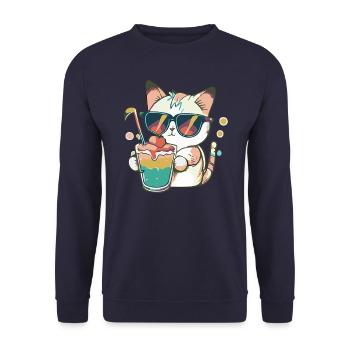 The Casual Cat - Unisex Sweatshirt - navy - Front - Alina (178cm) & Michal (187cm)