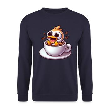 Oiseau poussin buveur de café caféine choc - Sweat-shirt Unisexe - marine - Devant - Alina (178cm) & Michal (187cm)