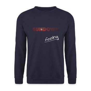 sundown feeling, Sonnenuntergang, sun, Sonne - Unisex Pullover - Navy - Vorne - Alina (178cm) & Michal (187cm)