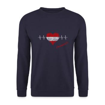 Österreich Herz Austria Herzschlag - Unisex Pullover - Navy - Vorne - Alina (178cm) & Michal (187cm)