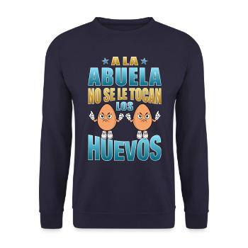 Oma rührt ihre Eier nicht an - Unisex Pullover - Navy - Vorne - Alina (178cm) & Michal (187cm)