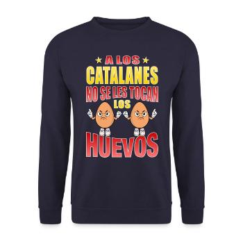 Catalans don't touch their eggs - Unisex Sweatshirt - navy - Front - Alina (178cm) & Michal (187cm)