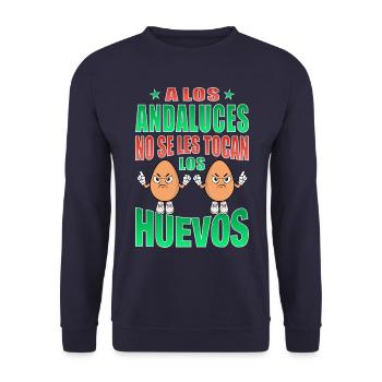 Andalusier rühren ihre Eier nicht an - Unisex Pullover - Navy - Vorne - Alina (178cm) & Michal (187cm)