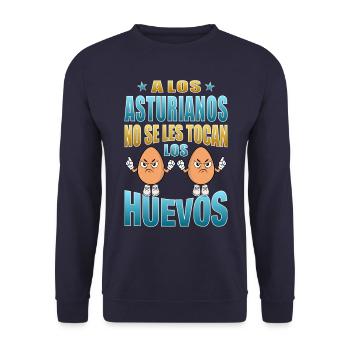Die Asturier rühren ihre Eier nicht an - Unisex Pullover - Navy - Vorne - Alina (178cm) & Michal (187cm)