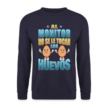 Der Monitor rührt seine Eier nicht an - Unisex Pullover - Navy - Vorne - Alina (178cm) & Michal (187cm)