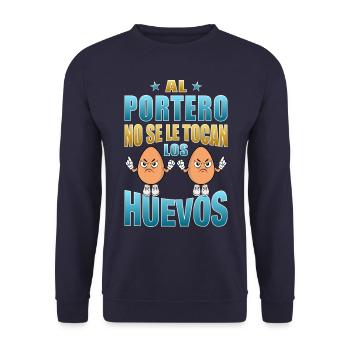 Der Torhüter berührt seine Bälle nicht - Unisex Pullover - Navy - Vorne - Alina (178cm) & Michal (187cm)