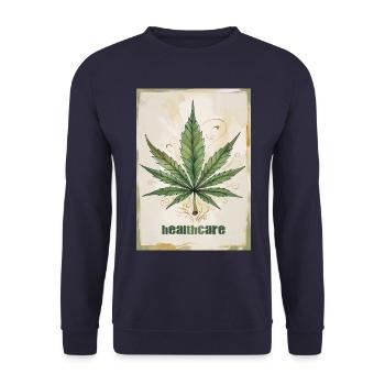 Cannabis Healthcare - Marijuana Leaf 1 - Unisex Pullover - Navy - Vorne - Alina (178cm) & Michal (187cm)