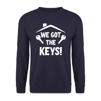 Wir haben die Schlüssel erhalten - Unisex Pullover - Navy - Vorne - Alina (178cm) & Michal (187cm)