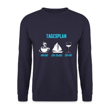 Tagesplan für Segler - Unisex Pullover - Navy - Vorne - Alina (178cm) & Michal (187cm)