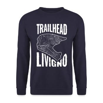 Mountain Bike T-Shirt Trailhead Livigno Italy - Unisex Sweatshirt - navy - Front - Alina (178cm) & Michal (187cm)