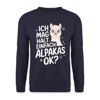 Alpaka Llama - Unisex Pullover - Navy - Vorne - Alina (178cm) & Michal (187cm)