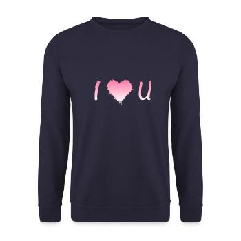 I Love u, ich liebe Dich, I love you - Unisex Pullover - Navy - Vorne - Alina (178cm) & Michal (187cm)