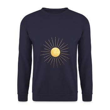 Golden sun with sun rays, yoga, esotericism - Unisex Sweatshirt - navy - Front - Alina (178cm) & Michal (187cm)