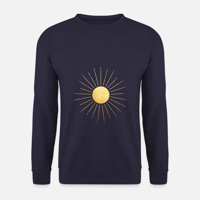 Goldene Sonne mit Sonnenstrahlen, Yoga, Esoterik - Unisex Pullover - Navy