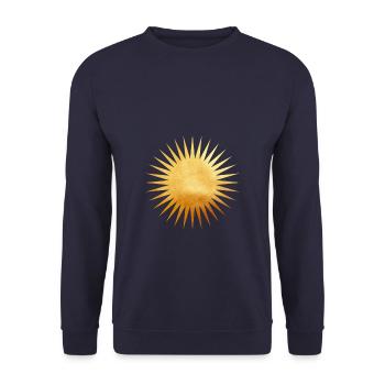 Golden sun with sun rays, yoga, esotericism - Unisex Sweatshirt - navy - Front - Alina (178cm) & Michal (187cm)