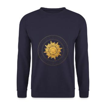 Sun face with golden rays, mystical - Unisex Sweatshirt - navy - Front - Alina (178cm) & Michal (187cm)