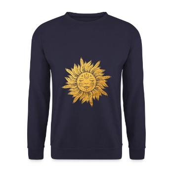 Sun face with rays, esoteric, mystical - Unisex Sweatshirt - navy - Front - Alina (178cm) & Michal (187cm)