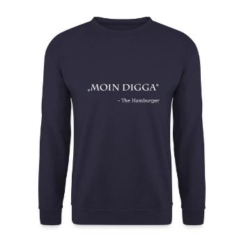 Moin Digga Hamburg - Unisex Pullover - Navy - Vorne - Alina (178cm) & Michal (187cm)