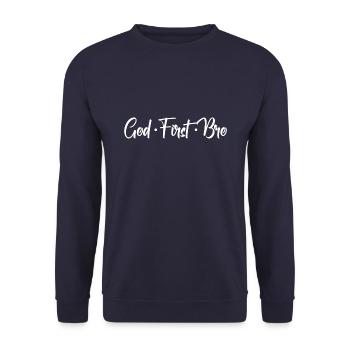 God First Bro - Jesus Christ - Religion - Unisex Sweatshirt - navy - Front - Alina (178cm) & Michal (187cm)