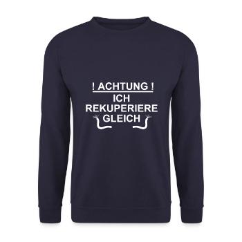 Achtung ich rekuperiere gleich Elektro Auto - Unisex Pullover - Navy - Vorne - Alina (178cm) & Michal (187cm)