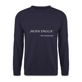 Moin Digga, the Hamburger - Unisex Pullover - Navy - Vorne - Alina (178cm) & Michal (187cm)