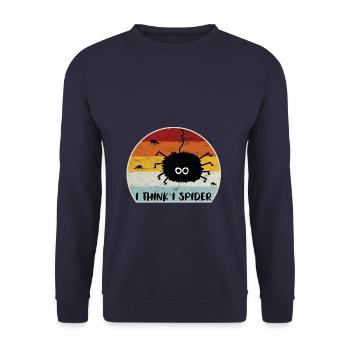 I Think I Spider Retro - Unisex Sweatshirt - navy - Front - Alina (178cm) & Michal (187cm)