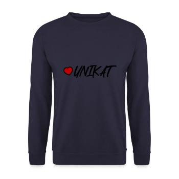 Unikat Herz - Unisex Pullover - Navy - Vorne - Alina (178cm) & Michal (187cm)