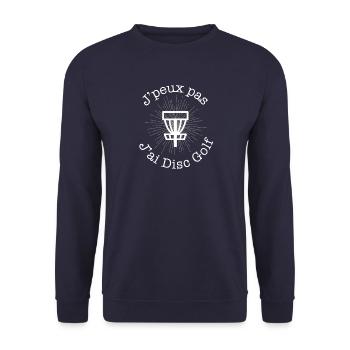 J'peux pas J'ai Disc Golf t-shirt - Sweat-shirt Unisexe - marine - Devant - Alina (178cm) & Michal (187cm)