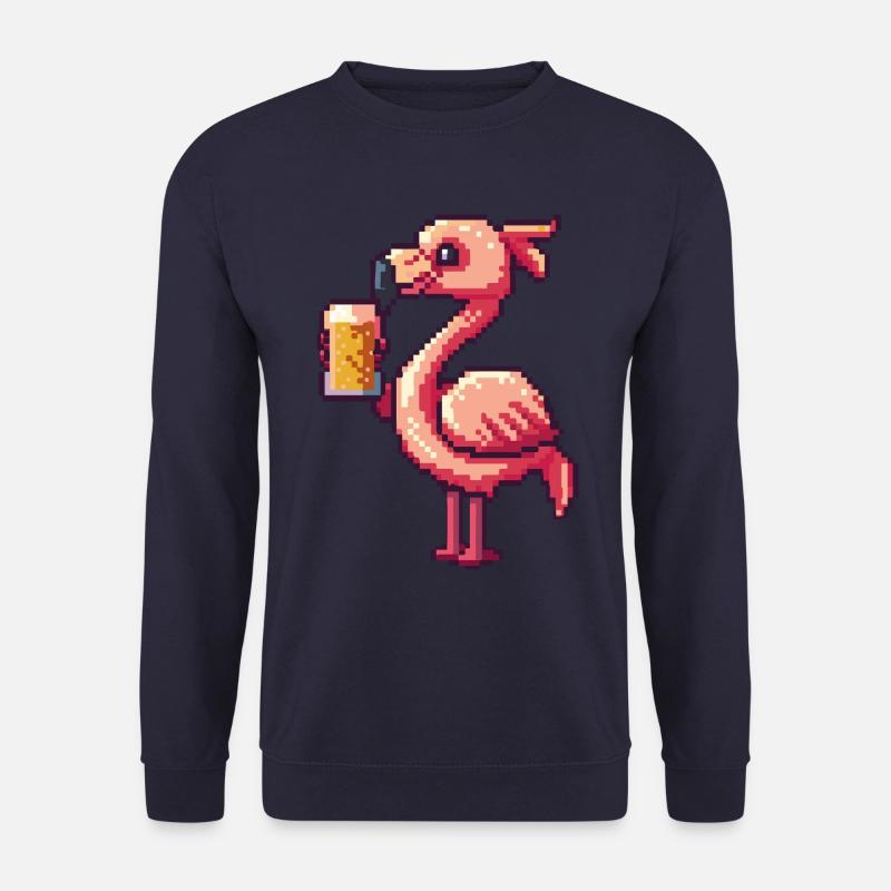 Flamingo Pixel Beer - Unisex Sweatshirt - navy