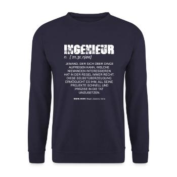 Ingenieur Definition DE - Unisex Pullover - Navy - Vorne - Alina (178cm) & Michal (187cm)
