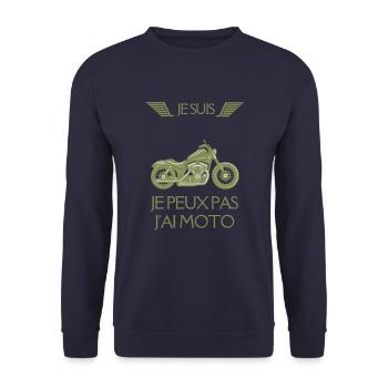 Je Suis Je Peux Pas J'ai Moto Personnalisé - Sweat-shirt Unisexe - marine - Devant - Alina (178cm) & Michal (187cm)