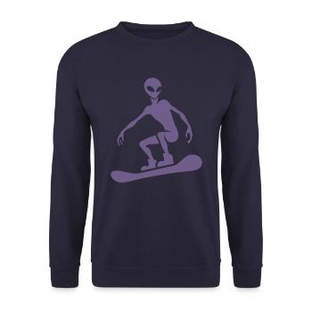 Design minimaliste : Alien Snowboarder - Sweat-shirt Unisexe - marine - Devant - Alina (178cm) & Michal (187cm)