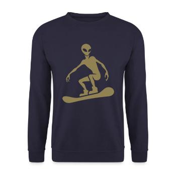 Design minimaliste : Alien Snowboarder - Sweat-shirt Unisexe - marine - Devant - Alina (178cm) & Michal (187cm)